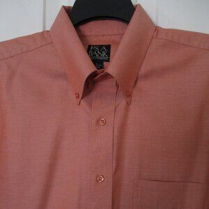 Jos. A. Bank Travelers Mens L/S Peach Cotton Button Down Dress Shirt NWOT- 17/34